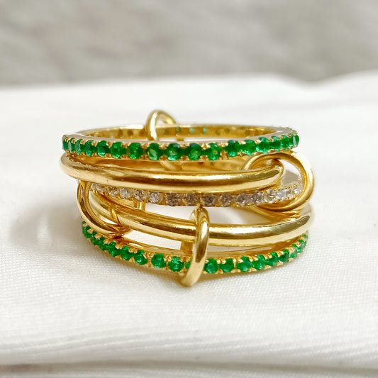 Diamond Connected Stacking Band 925 Sterling Silver Interlocking Ring 4