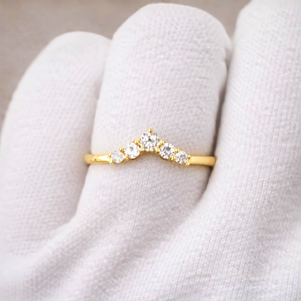 Diamond Crown 14k Yellow Gold Ring 925 Solitaire Silver Ring  DEVIKA