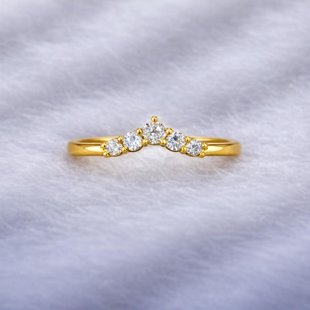 Diamond Crown 14k Yellow Gold Ring 925 Solitaire Silver Ring  DEVIKA