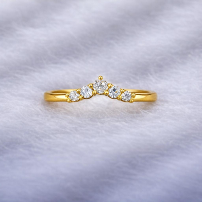 Diamond Crown 14k Yellow Gold Ring 925 Solitaire Silver Ring  DEVIKA
