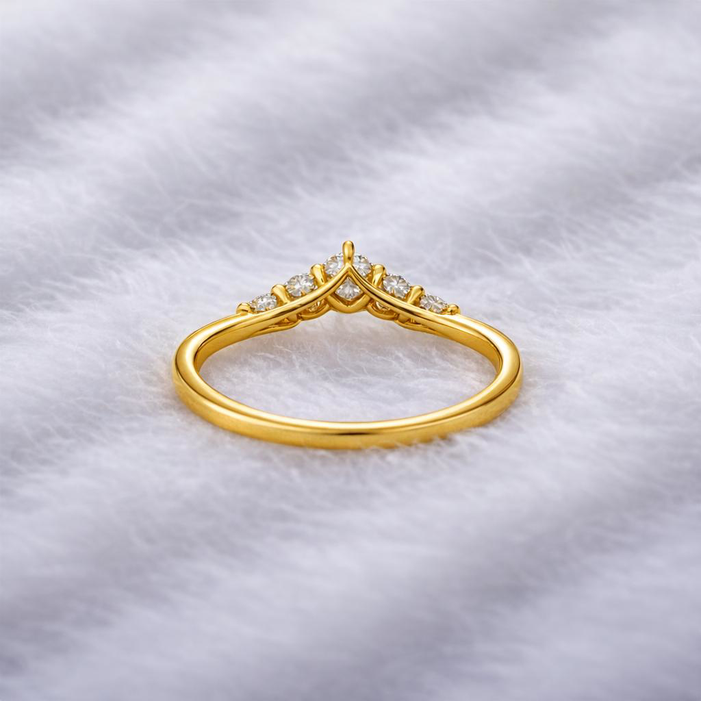 Diamond Crown 14k Yellow Gold Ring 925 Solitaire Silver Ring  4 DEVIKAGEMJEWELS