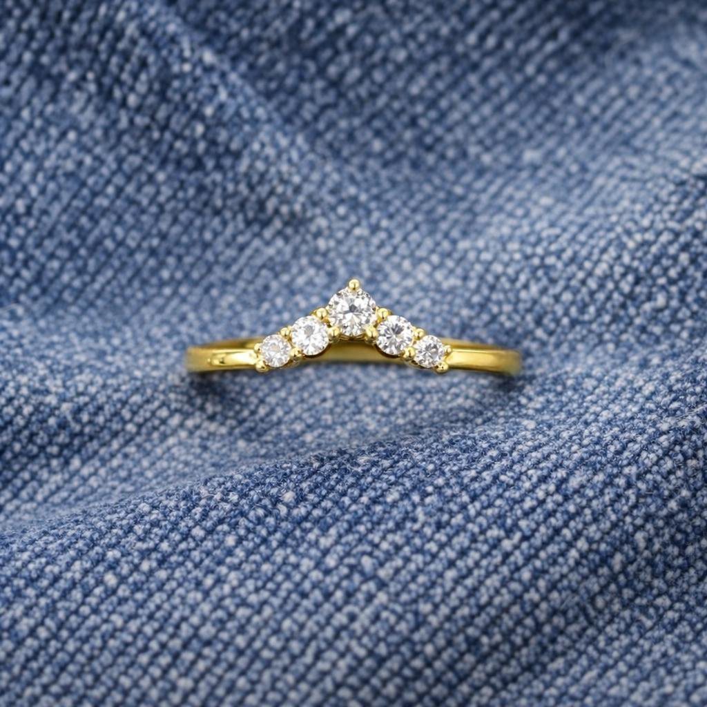 Diamond Crown 14k Yellow Gold Ring USA devikagemstone
