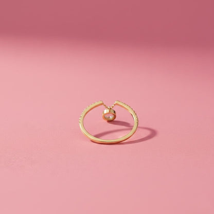 Diamond Drop Chain Ring 925 Sterling Silver Promise Band, Dangle Stacking Engagement Ring for Women devika