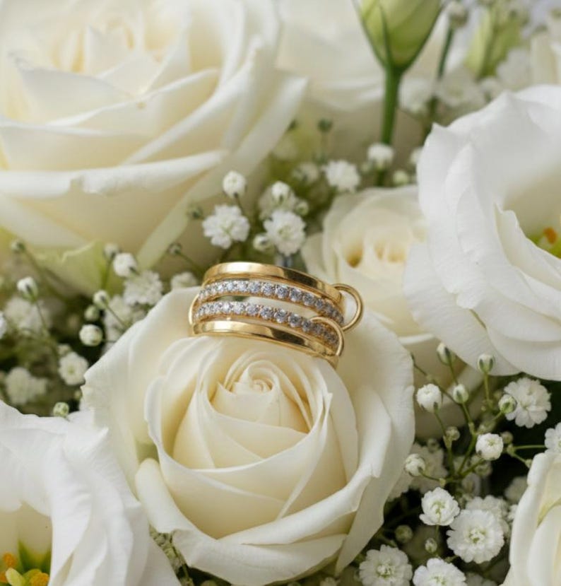 Diamond Four Interlocking Spinner Ring, 14k Gold Multi Linked Band devikaa