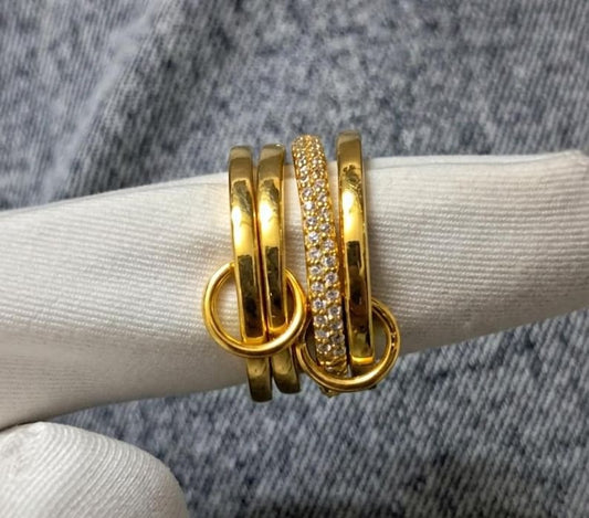 Diamond Four Interlocking multi linked band ring, 925 silver 1