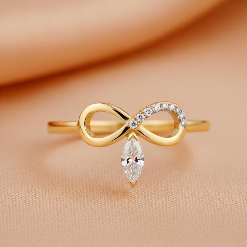 Diamond Infinity Ring for Women | Gold Plated Sterling Silver  1