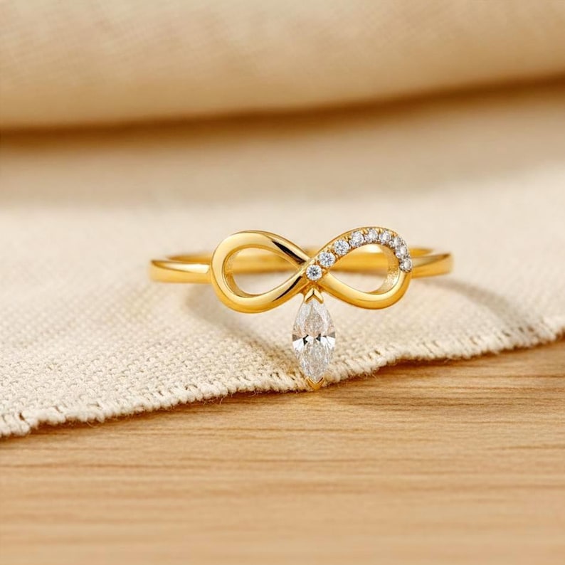 Diamond Infinity Ring for Women | Gold Plated Sterling Silver  2