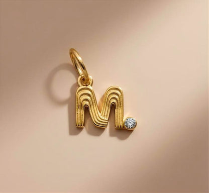 Diamond Initial Charm, 14k Gold Alphabet Gold Pendant devika