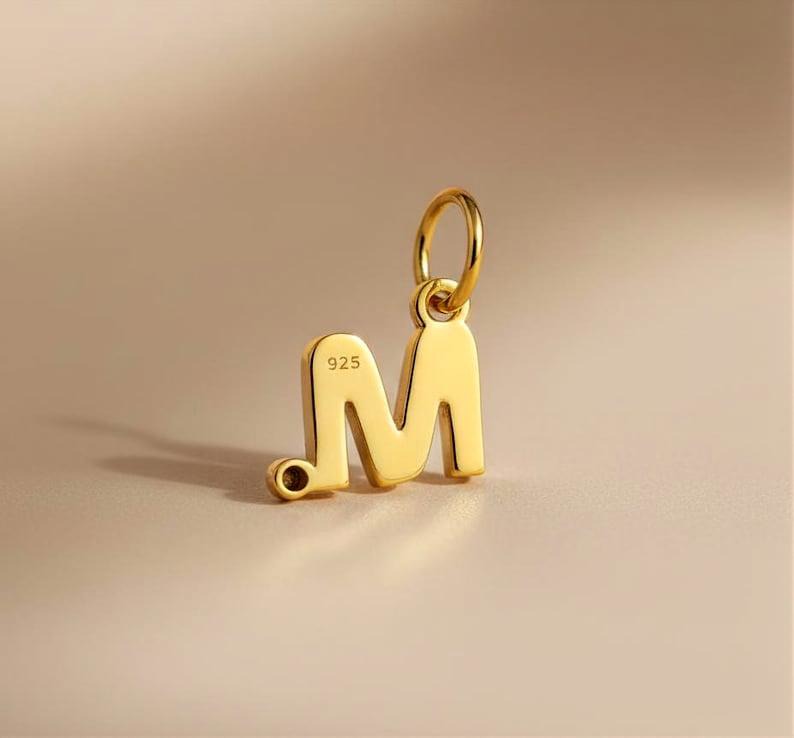 Diamond Initial Charm, 14k Gold Alphabet Gold Pendant devikla gems