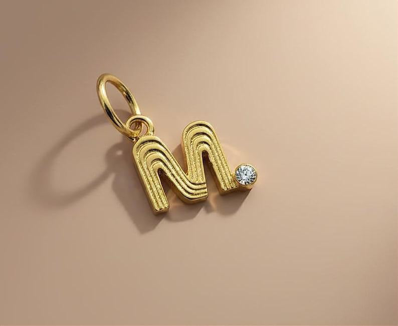 Diamond Initial Charm, 14k Gold Alphabet Gold Pendant devika gems jerwels