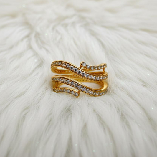 Diamond Snake Curve Band Ring, 925 Sterling Silver or 14k Yellow Evil Eye Halloween 2