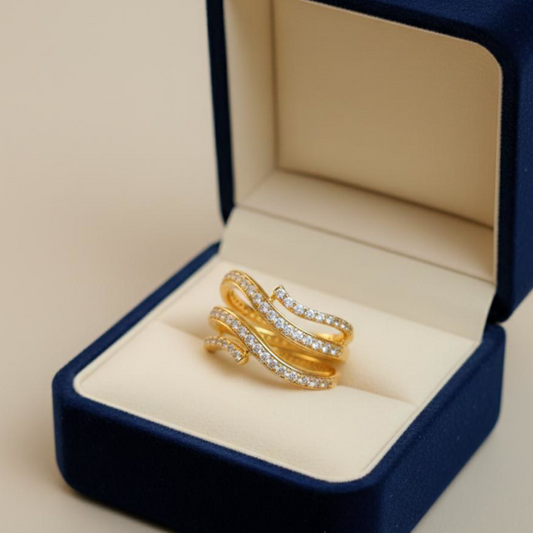 Diamond Snake Curve Band Ring, 925 Sterling Silver or 14k Yellow Evil Eye Halloween 3