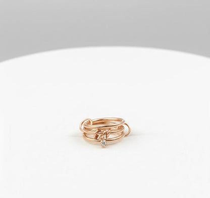 Diamond Solitaire Drop Ring 925Sterling Silver Interlocking Triple Band 2