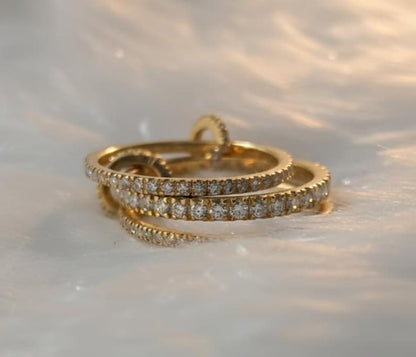 Diamond Triple Interlocking Chunky Band Ring, Multi Linked Connected Ring 5