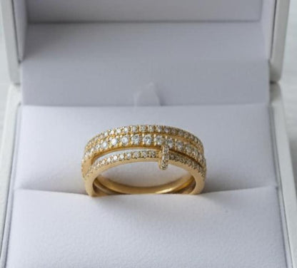 Diamond Triple Interlocking Chunky Band Ring, Multi Linked Connected Ring devikajewelery
