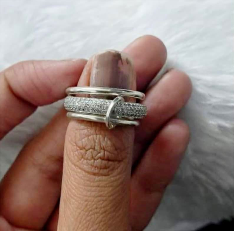 Diamonds Eternity Chunky Interlocking Wedding Band, 925 sterling Silver 1