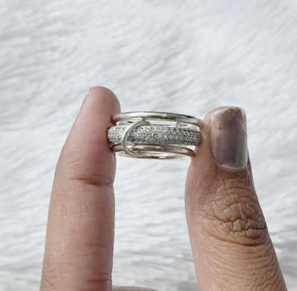 Diamonds Eternity Chunky Interlocking Wedding Band, 925 sterling Silver 2