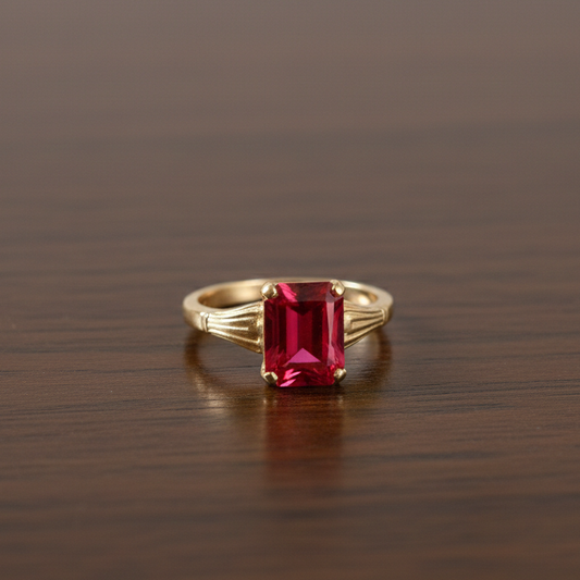 Emerald Cut Lab Ruby Ring 925 Sterling Silver | July Birthstone Engagement & Promise Ring 4