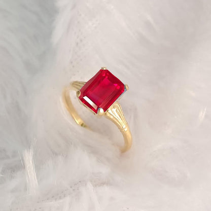 Emerald Cut Lab Ruby Ring 925 Sterling Silver | July Birthstone Engagement & Promise Ring 5