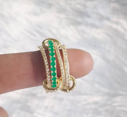 Emerald Interlocking Ring, Diamond Wedding Jewelry in 14k Solid gold 4