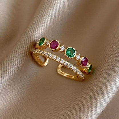 Emerald Ruby Stacking Rings Yellow Gold Multi Stone 1
