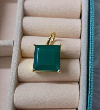 Emerald Solitaire Prong Pendant, 14k Gold Vermeil, 925 Silver Charm  devika