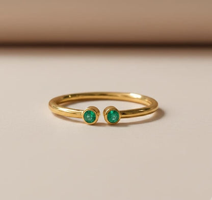 Emerald Toi et Moi Ring 925 Sterling silver stackable band 3