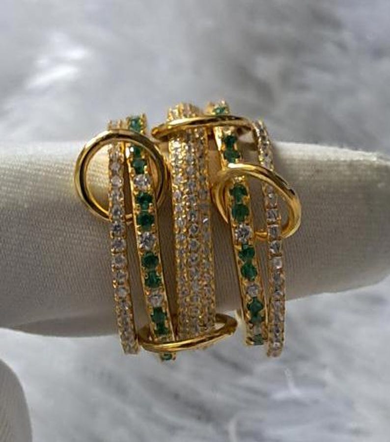 Emerald diamond Interlocking Ring, Multi Linked Spinner 925 Sterling Silver Band devikaa
