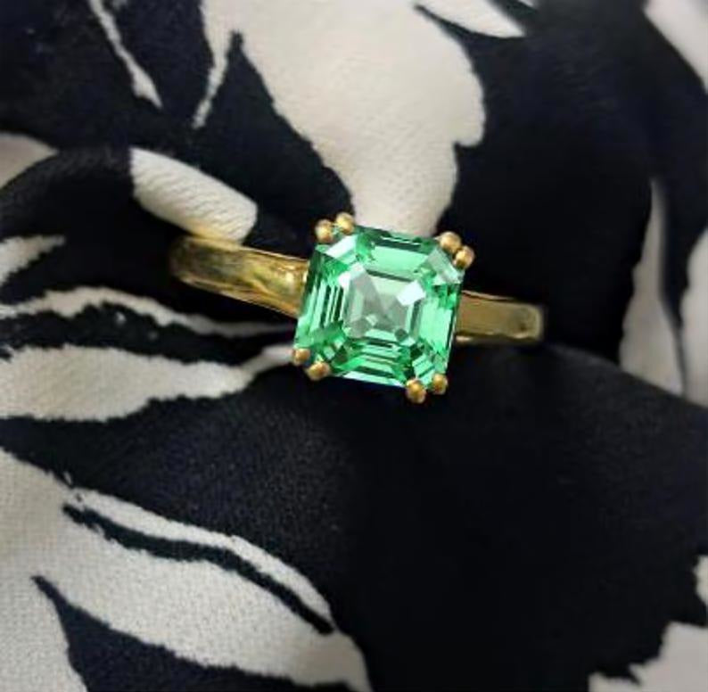 Flawless Ascher Green Sapphire Ring 7