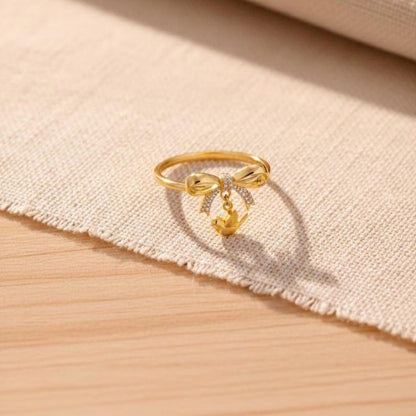 Handmade Bow Bird CZ Ring Gold Plated 925 Sterling Silver | Pink Pave Charm Minimalist Valentine Gift devikajewels