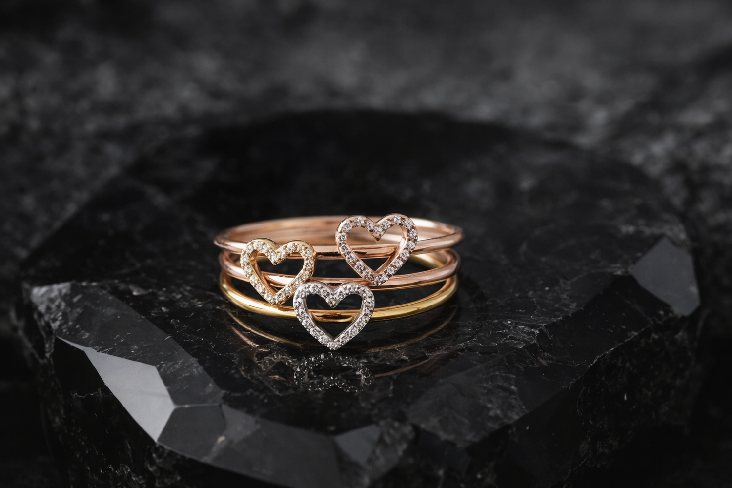 Handmade Diamond Heart Ring | Yellow Gold Plated, Romantic Jewelry 1