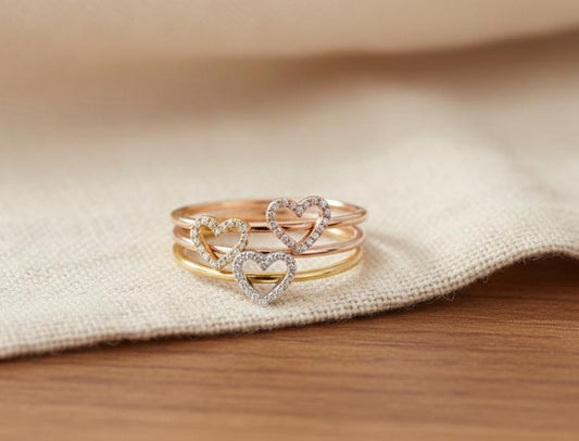 Handmade Diamond Heart Ring | Yellow Gold Plated, Romantic Jewelry 2
