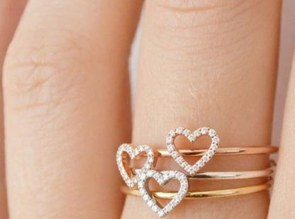 Handmade Diamond Heart Ring | Yellow Gold Plated, Romantic Jewelry 3