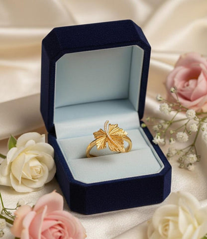 Handmade Yellow Gold Plated Butterfly Ring with Diamond 2