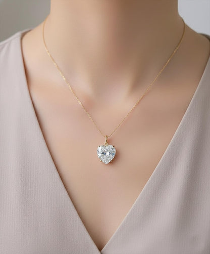 Heart Diamond Pendant Necklace | 925 Sterling Silver Love Charm Jewelry deviika