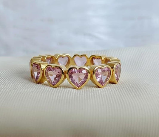Heart Pink Sapphire Love Couple Anniversary Gift Band, Proposal Ring, 925 Silver Jewelry devikagem
