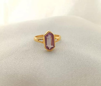 Hexagon Alexandrite Ring | 925 Sterling Silver | 14k Gold Vermeil davikajewels