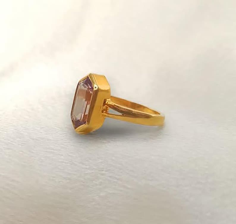 Hexagon Alexandrite Ring | 925 Sterling Silver | 14k Gold Vermeil gemstone devika 