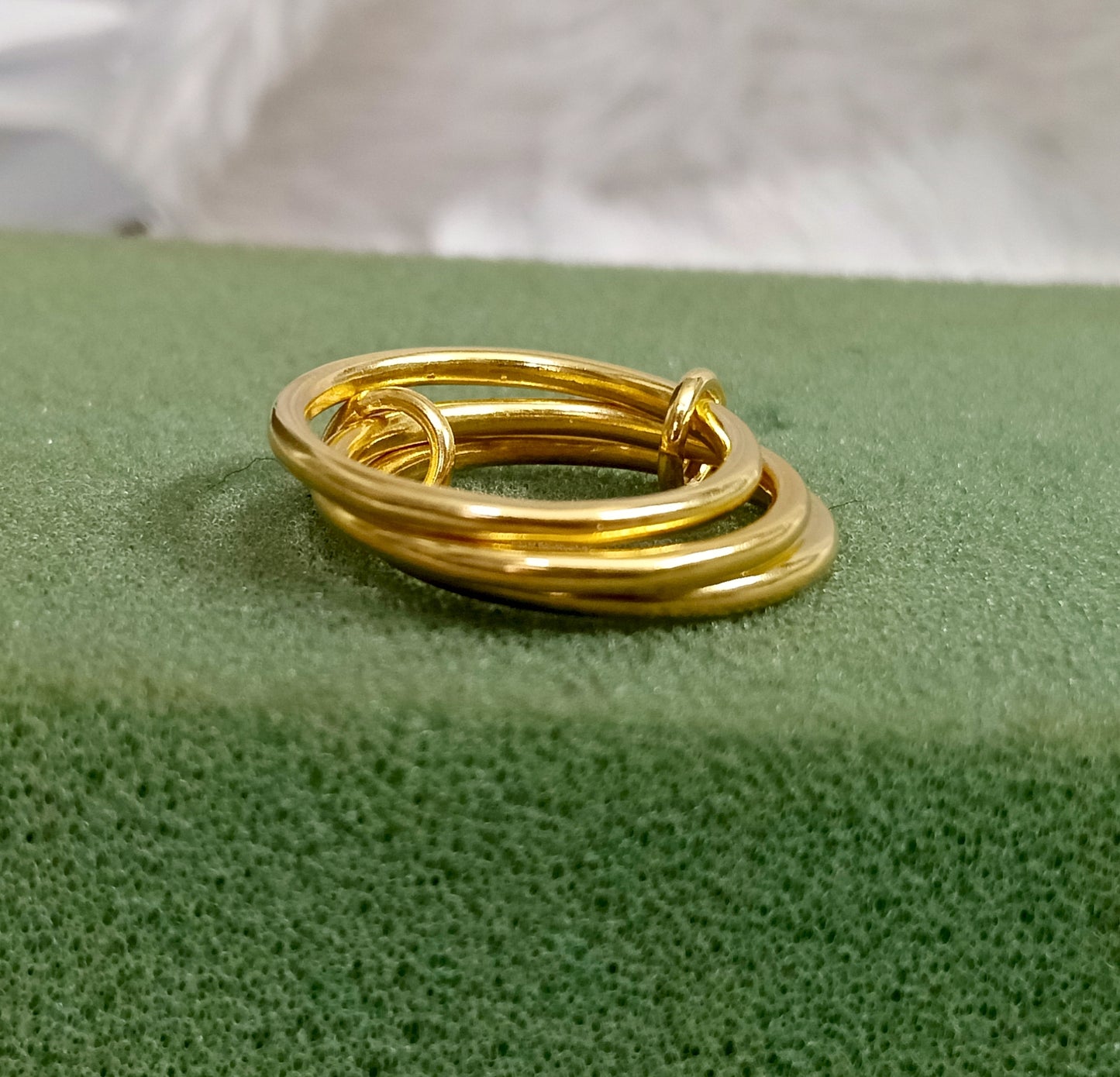 Ruby and CZ Diamond Triple Interlocking Spinner Ring, 925 Silver