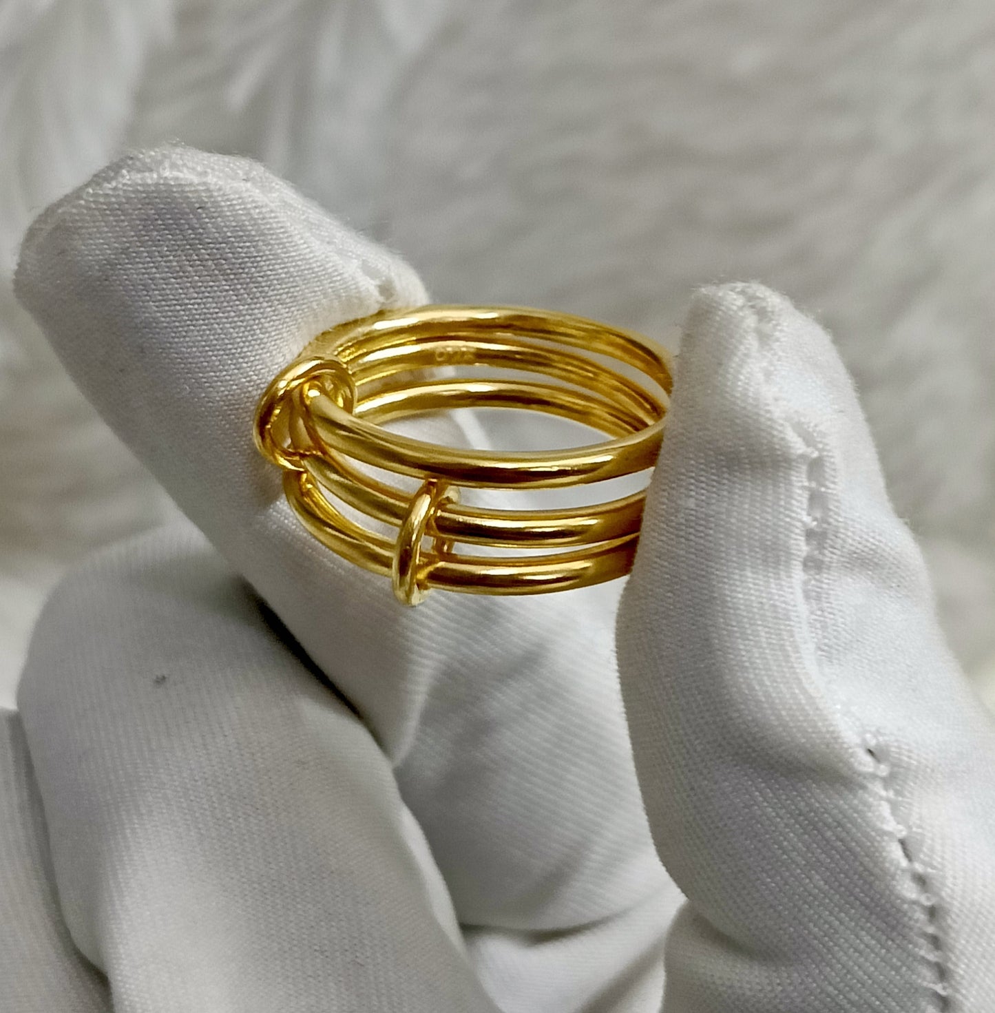 Ruby and CZ Diamond Triple Interlocking Spinner Ring, 925 Silver