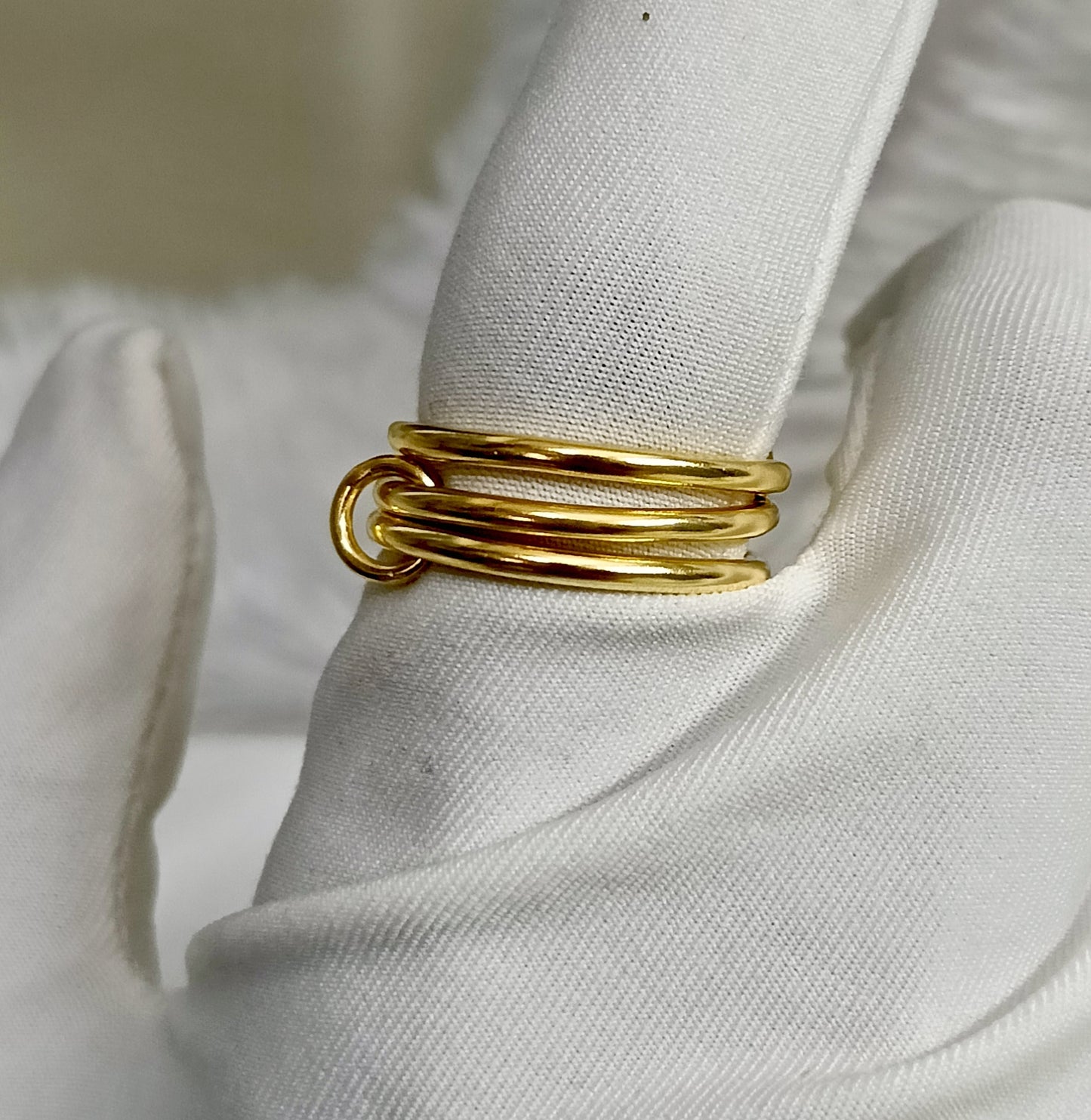 Ruby and CZ Diamond Triple Interlocking Spinner Ring, 925 Silver