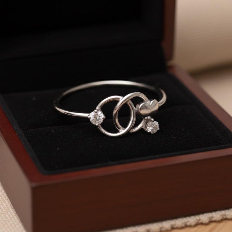 Interlocked Heart Ring | CZ Sterling Silver 3