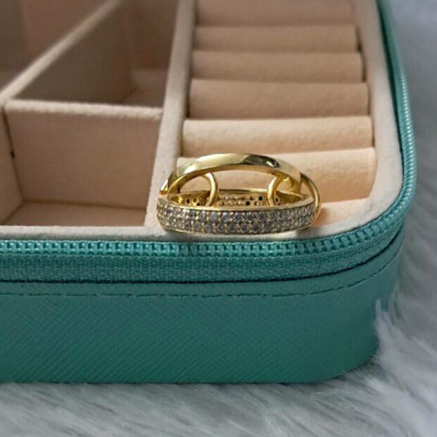 Micro Pave CZ Diamond Ring: 14k Yellow Vermeil Interlocking Bands 4