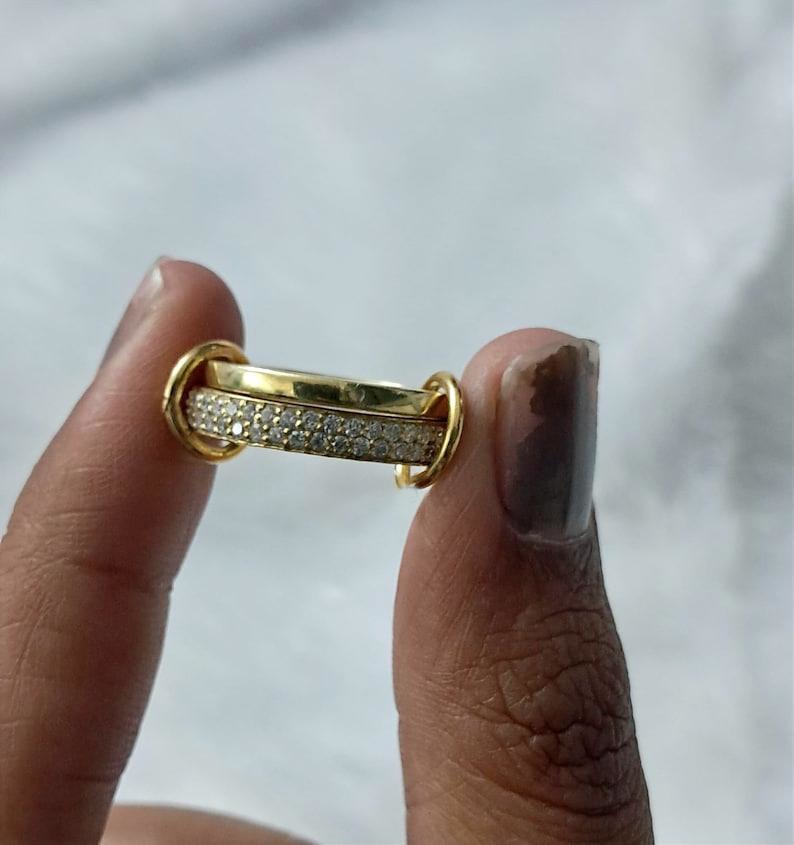 Micro Pave CZ Diamond Ring: 14k Yellow Vermeil Interlocking Bands 5