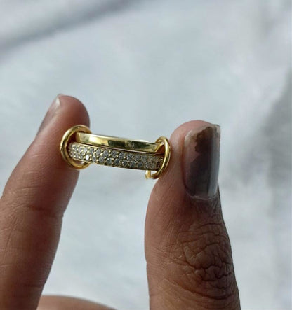 Micro Pave CZ Diamond Ring: 14k Yellow Vermeil Interlocking Bands 5