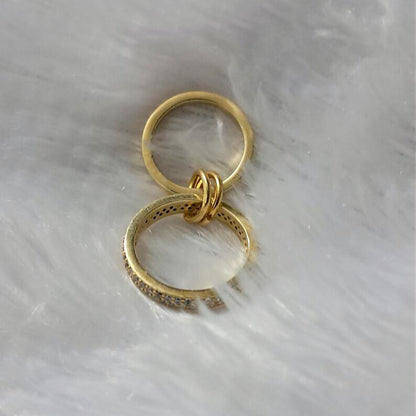 Micro Pave CZ Diamond Ring: 14k Yellow Vermeil Interlocking Bands 6
