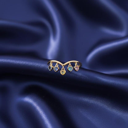 Multi Sapphire Heart Drop Ring 925 Sterling Silver | Dangle Tassel Wedding & Engagement Ring 1