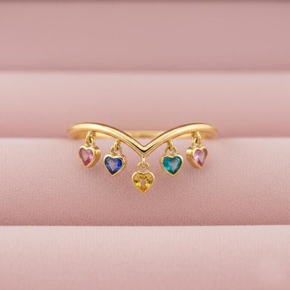 Multi Sapphire Heart Drop Ring 925 Sterling Silver | Dangle Tassel Wedding & Engagement Ring 2