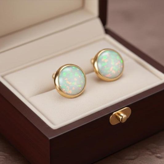 Opal Mini Stud 925 sterling Silver Gemstone earring Solitaire Studs Minimalist Jewelry 4
