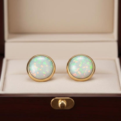 Opal Mini Stud 925 sterling Silver Gemstone earring Solitaire Studs Minimalist Jewelry 5